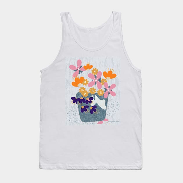 Abstract Whimsy - Vase Of Flowers. Tank Top by SalsySafrano